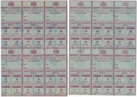 Budapest 1945. "Budapesti Húsjegy" 4db teljes ív + "Budapesti Cukorjegy" teljes ...