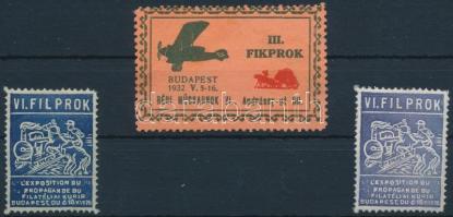 1932 III. FILPROK levélzáró + VI. FILPROK 2 db francia nyelvű levélzáró