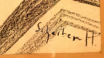 Scheiber jelzéssel: Női portré. Szén, papír, 41×30 cm