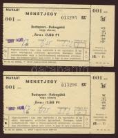 1960 2db MÁVAUT autóbuszjegy Budapest-Dobogókő