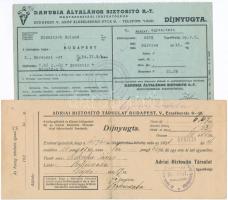 1928-1957. 11db klf díjnyugta biztosító cégektől, közte "Triesti Általános Biztosító Társulat&q...