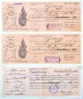 Aracs 1906-1907. 2db díjkötelezvény kitöltve, bélyegzésekkel + Tura 1912. Díjkötelezvény kitöltve, bélyegzéssel T:III