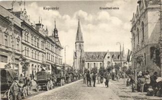 Kolozsvár, Cluj; Erzsébet utca, templom, kiadja Szabó Lipót / street, chruch (EB)