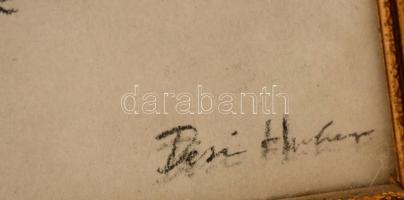 Dési jelzéssel: Futballisták. Szén, papír, üvegezett keretben,  39×44 cm