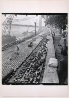 cca 1961-1964 Budapest, a budai rakpart kövezése, korabeli negatívról készült mai nagyítás 25x18 cm-es fotópapíron