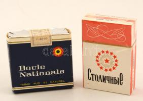 Boule Nationale, és egy orosz cigaretta, az egyik bontatlan csomagolásban.