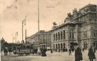 Vienna, Wien I. Opernring, Opera / boulevard, opera, tram, horse omnibus (fa)