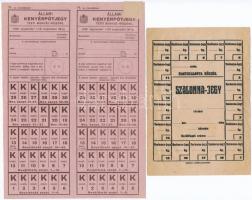 1942-1946. 4db-os vegyes magyar élelmiszerjegy tétel, közte "Simontornya község finomlisztjegye...