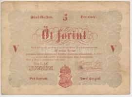1848. 5Ft Kossuth bankó vörösesbarna T:III,III- Adamo G109
