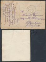 cca 1914-1918 2 db I. világháborús fotó: lövészárok, katonák csoportképe, az egyik hátulján felirato...