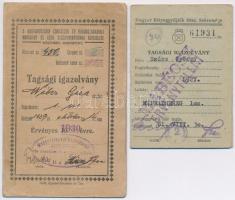 1930-1961 Magyarországi Cukrászegyesület tagsági igazolványa + MaBéOSz tagsági igazolvány