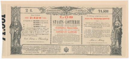 Ausztria / Bécs 1878. "Sorsjegy állam-sorsjátékra a közös hadsereg mozgósított tartalékosai s a...