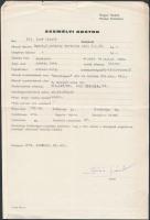 1972 A Magyar Hirdető manöken nyilvántartásából Izsó László vintage fotója és adatai, kasírozva, 24x...