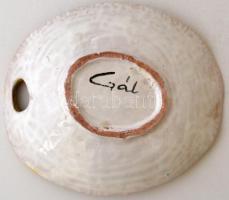 Gál jelzéssel retro tálka, mázas festett kerámia, hibátlan, 21×18 cm