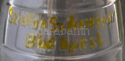 Szódás üveg palack, Szalon Szikvízgyár Budapest és az alján Heghst Schubert szabadalom felirattal, h...