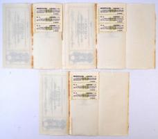 Gyönk 1926. "A Gyönki Takarékpénztár Részvénytársaság" részvénye 10P-ről (3x) sorszámkövet...