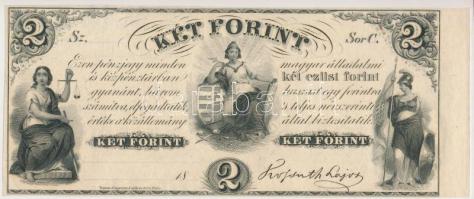 1852. 2Ft Kossuth bankó C kitöltetlen, jobb ívszéllel T:I- Hungary 1852. 2 Forint C without date and serial number, with right margin C:AU Adamo G123