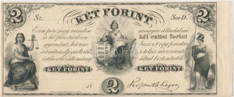 1852. 2Ft Kossuth bankó D kitöltetlen, jobb ívszéllel T:I- Hungary 1852. 2 Forint D without date and serial number, with right margin C:AU Adamo G123