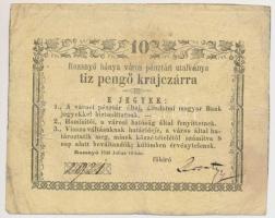 Rozsnyó 1849. 10kr Rozsnyó bánya város pénztári utalványa T:III,III- Adamo ROZ-1.4