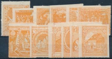 1917 Adománybélyeg a reformáció 400 éves jubileumi szeretetháza javára 5f teljes sor, 12 db bélyeg majdnem mind elfogazva