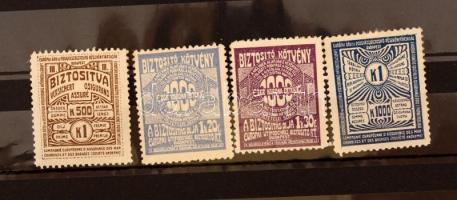 cca 1910 Poggyászbiztosítási illeték bélyegek 4 klf