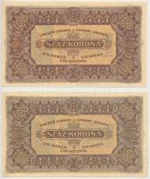 1923. 100K (2x) egyik "Magyar Pénzjegynyomda Rt. Budapest", a másik nyomdahely jelölés nél...