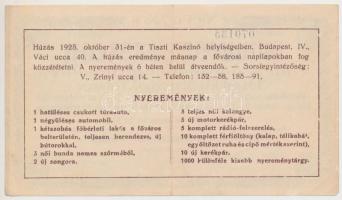 Budapest 1925. "'NYUKOSZ' (Nyugdíjas Katonatisztek Országos Szövetsége) sorsjegy&quot...