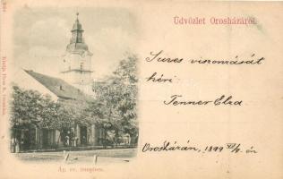 1899 Orosháza, Ágostoni evangélikus templom, kiadja Pless N.