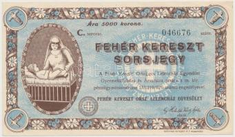 Budapest ~1926. "Fehér Kereszt sorsjegy" 5000K értékben, a Fehér Kereszt Országos Lelencház Egyesület Gyermekkórháza és Árvaháza javára, "C" sorozat T:II,II-