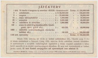 Budapest ~1926. "Fehér Kereszt sorsjegy" 5000K értékben, a Fehér Kereszt Országos Lelenchá...