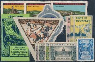 14 darabos, vegyes levélzáró gyűjtemény, benne militária is / mixed poster stamp collection