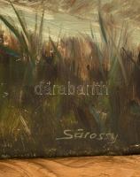 Sárossy jelzéssel: Ház a tópartnál. Olaj, vászon, keretben,  55×68 cm