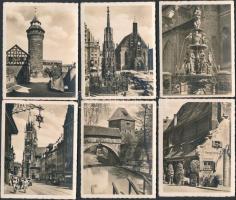 cca 1920-1930 11 db. A régi Nürnberget ábrázoló fotólap, az egyiken szakadással, 9x7 cm