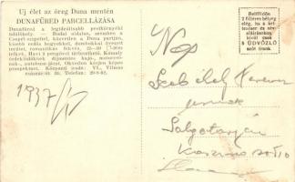 Dunafüred, strandélet, Dunafüred parcellázása a hátoldalon