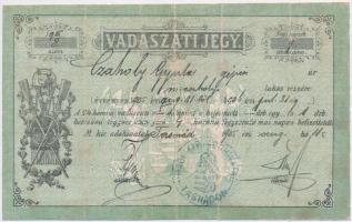 1905 Vadászati jegy / vadászjegy. Kissé megviselt / Hunting licence