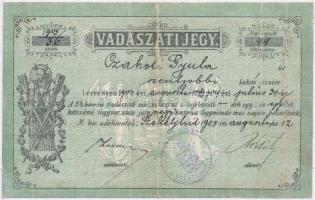 1903 Vadászati jegy / vadászjegy. Kissé megviselt / Hunting licence