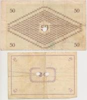 Pápa 1919. május 8. "Pápai csekk" 20K + 50K mindkettő lyukasztással érvénytelenítve és ová...