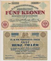Kenyérmező / Hadifogolytábor 1916. január 15. 5K arab sorozat- és sorszámmal +  Csót / Hadifogolytáb...