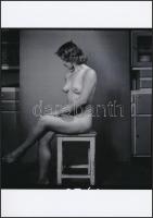 cca 1965 Konyhakész háziasszony, finoman erotikus fénykép, korabeli negatívról készült mai nagyítás, 25x18 cm / erotic photo, 25x18 cm