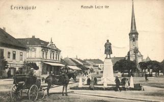 Érsekújvár, Nové Zamky; Kossuth Lajos tér, Steiner Miksa üzlete, Nemzeti Szálloda, kiadja Adler József / square, shop, hotel (EK)