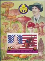 Girl Scout, mushrooms imperforated block, Cserkészlány, gomba vágott blokk