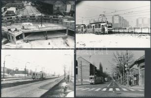 cca 1960 Budapesti villamosok tétele, 7 db vintage fotó, 9x14 cm