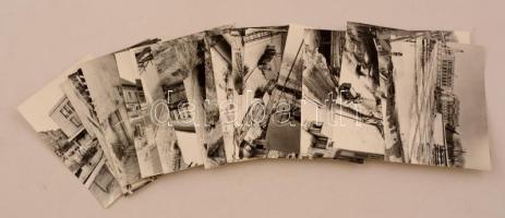 1989 Budapest, Bajcsy-Zsilinszki aluljáró és vonal építése, 21 db vintage fotó feliratozva, 9x14 cm