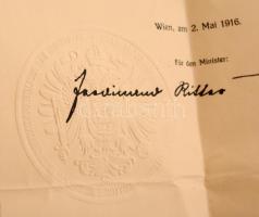 1915 Magyar katona tartalékos hadnagyi kinevezése. Hadügyminisztériumi szárazpecséttel / Appointing ...