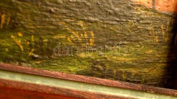 Bertalan jelzéssel: Nyitott kapu. Olaj, karton, keretben, 15×22 cm