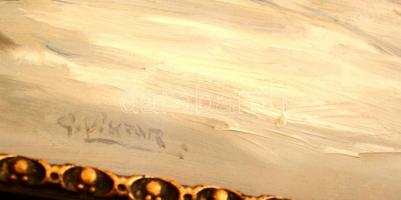 Olvashatatlan jelzéssel: Hófedte ház. Olaj, karton, üvegezett keretben, 17×21 cm