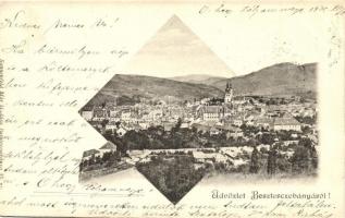 Besztercebánya, Banska Bystrica; Látkép, kiadja Sonnenfeld Mór / general view (vágott / cut)