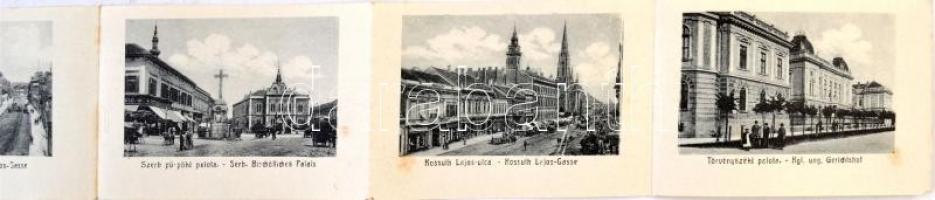 Újvidék, Novi Sad; Városháza, leporellolap zsinagógával / town hall, leporellocard with synagogue in...
