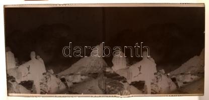 cca 1920 Sztereo negatívok és diapozitív képek többféle témáról, 21 db üveglemez, 6x13 cm