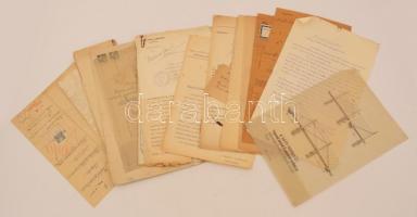 cca 1916-30 A Weiss Manfréd gyár védtöltés építéssel kapcsolatos dokumentumai, egyéb építési dokumentumok, kórház és raktárépület tervrajzai levelezések